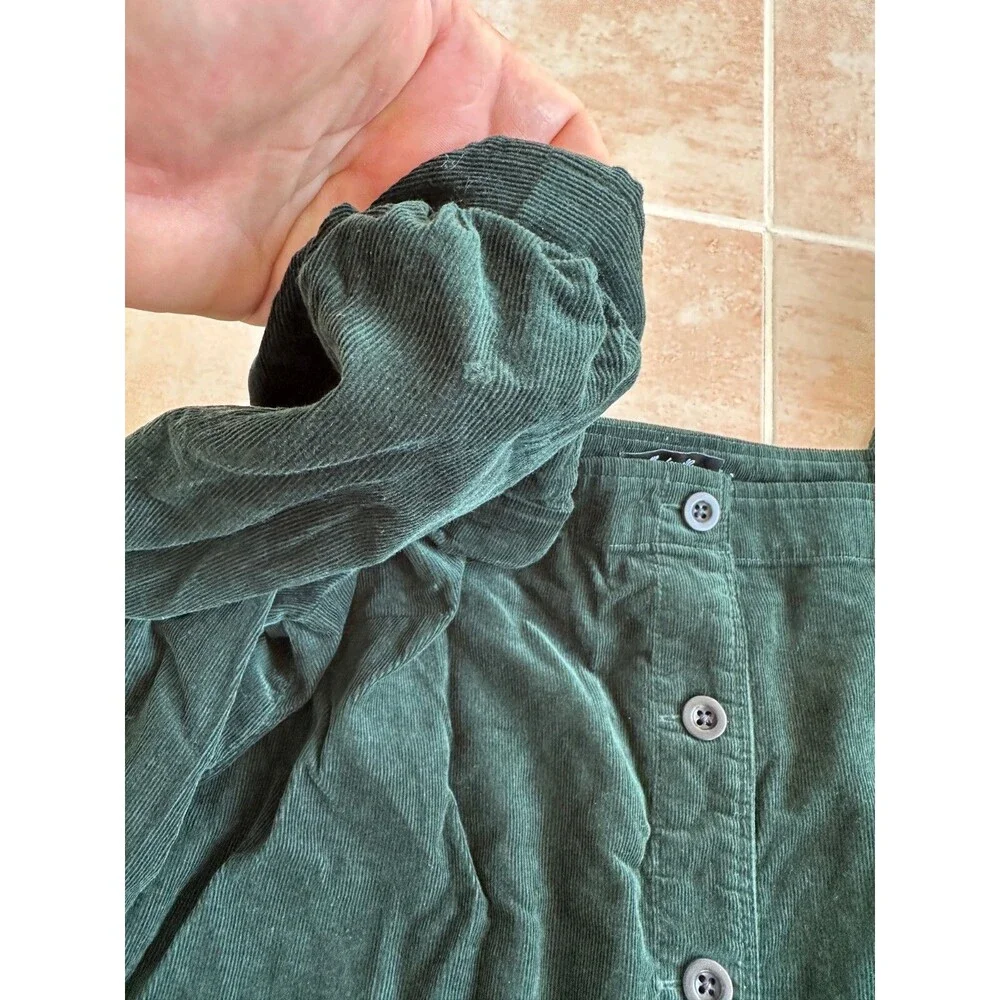 Madewell‎ Embroidered Green Corduroy Tie Sleeve Eyelet Blouse Women size XXS - Picture 8 of 9
